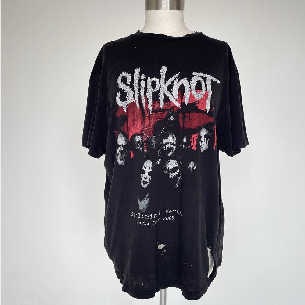 SLIPKNOT Y2K Subliminal Verses World Tour 2005 Thrashed Band T-Shirt L/XL